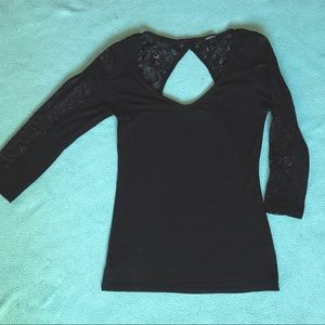 Part lace 3/4 sleeve shrt